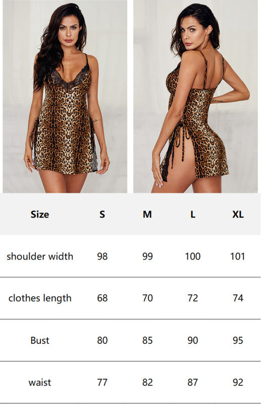 Womens Nightie Sexy V Neck Leopard Print SIZE S-XL